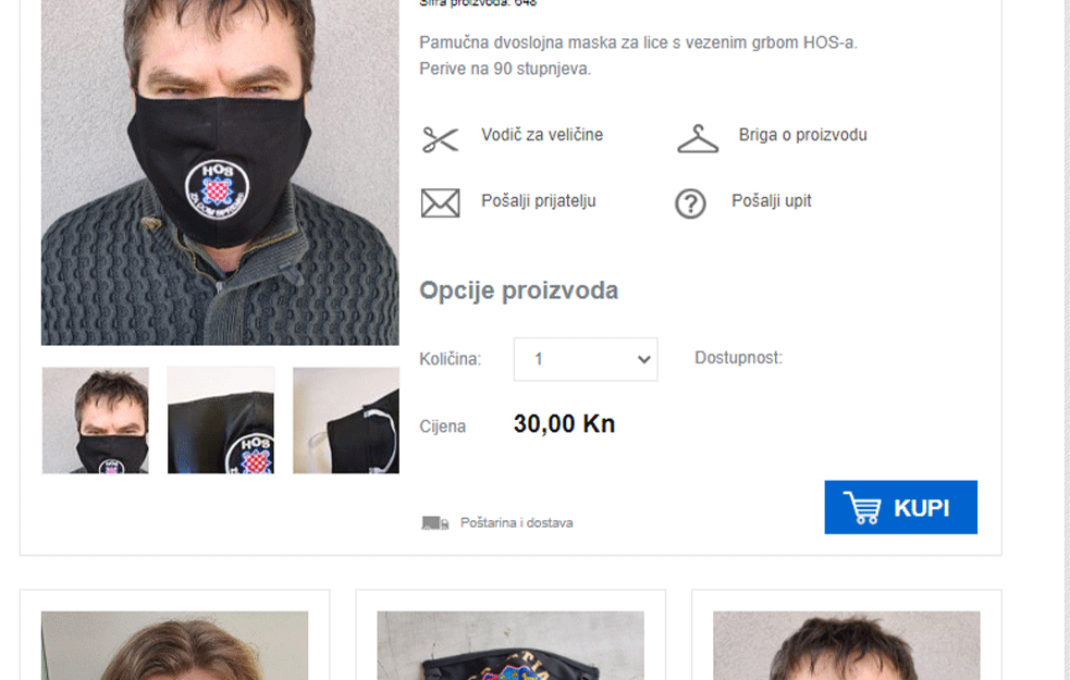 ZAŠTITA OD KORONE SA USTAŠKIM NATPISIMA: U centru Zagreba se prodaju maske sa pozdravom '<span style='color:red;'><b>za dom spremni</b></span>'