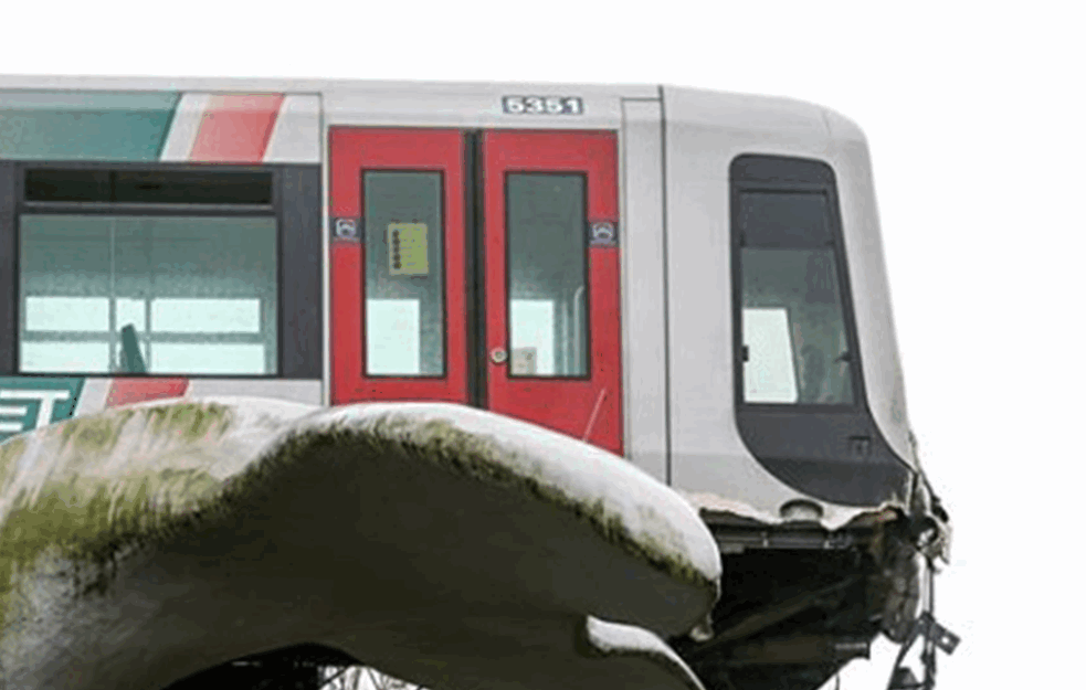 BIZARNA NESREĆA! Kao na filmu i to sa <span style='color:red;'><b>kaskader</b></span>ima! Metro kome su KOČNICE ZAKAZALE spasla skulptura KITA! (FOTO, VIDEO)