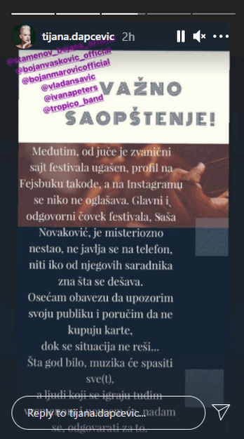 Foto: Instagram/tijana.dapcevic