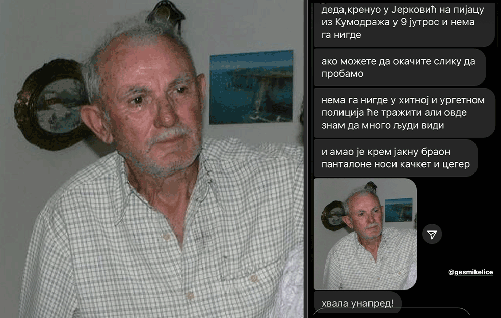 NESTAO MUŠKARAC (84): Dementan, krenuo iz <span style='color:red;'><b>Kumodraž</b></span>a na pijacu, nosio kačket i ceger! (FOTO) 