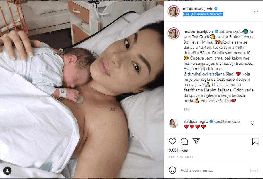 Foto: Instagram/Printscreen/miaborisavljevic