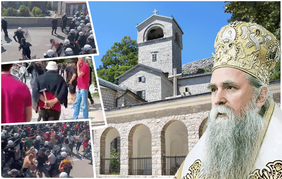 <span style='color:red;'><b>CETINJE</b></span> NE MIRUJE: Osvanuli plakati GOVORA MRŽNJE prema patrijarhu Porfiriju i mitropolitu Joanikiju 