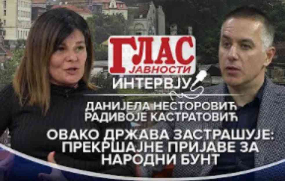 OVAKO DRŽAVA ZASTRAŠUJE: PREKRŠAJNE PRIJAVE ZA NARODNI BUNT! ADVOKATI DANIJELA NESTOROVIĆ I RADIVOJE KASTRATOVIĆ(VIDEO)
