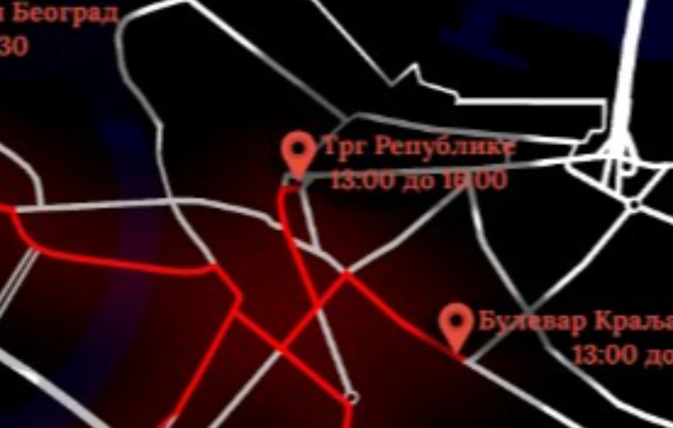 Objavljena mapa protesta: Okupljanje sutra od 13:00 do 16:00 na četiri glavne tačke