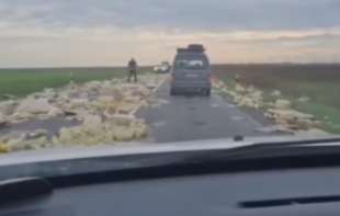  Flaše sa <span style='color:red;'><b>ulje</b></span>m rasute po asfaltu, jedna traka skroz neprohodna (VIDEO)