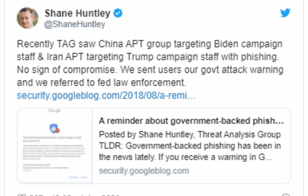 <span style='color:red;'><b>Izborni štab</b></span>ovi Trampa i Bajdena na meti hakera iz Kine i Irana