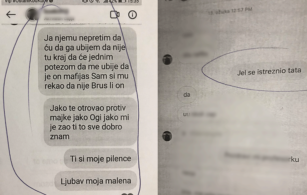 Levo: prepiska između Sanje i njenog sina, Desno: Između Sanjinog sina i ćerke