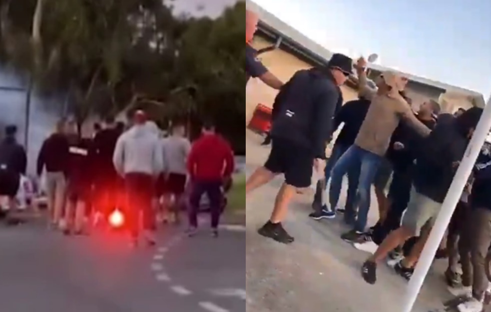NEVIĐENO DIVLJAŠTVO! Navijači makedonskog i hrvatskog kluba gađali se <span style='color:red;'><b>CIGLA</b></span>MA, BAKLJAMA I SANDUCIMA! (VIDEO) 