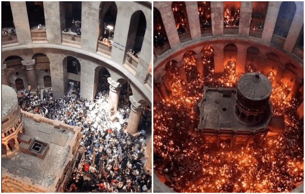SIŠAO BLAGODATNI OGANJ: Patrijarh Teofil u Hramu Groba Gospodnjeg u Jerusalimu razdelio sveti plamen (FOTO+VIDEO)