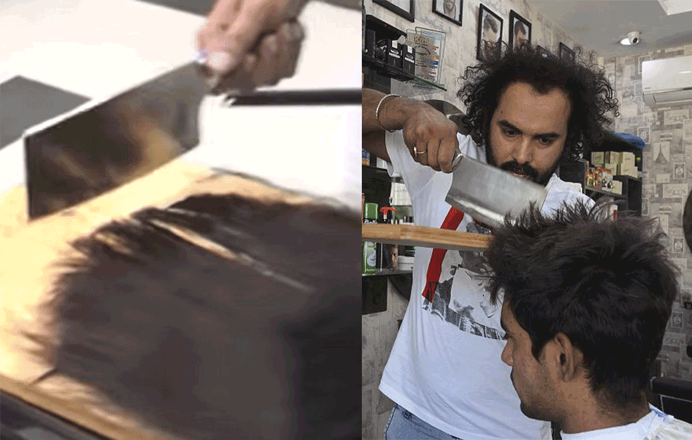 DA LI BISTE ŽELELI DA VAS ŠIŠA? Ovaj frizer skraćuje kosu pomoću SATARE, baklje i čekića! (VIDEO) 