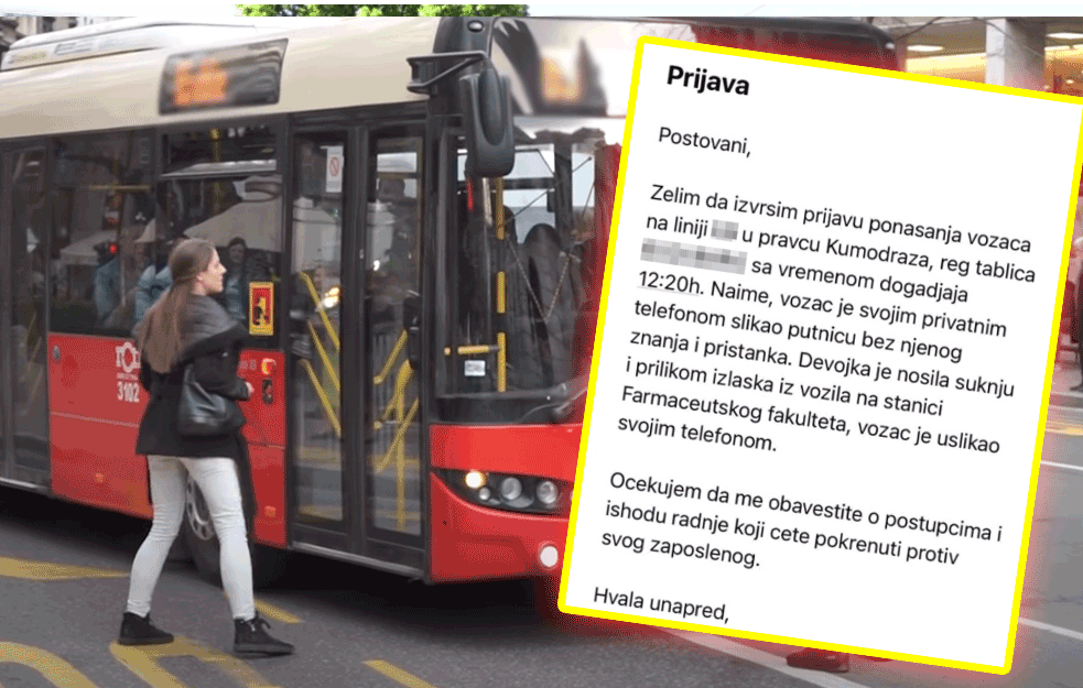 KRIŠOM SNIMAO PUTNICU U SUKNJI DOK JE IZLAZILA IZ AUTOBUSA U PRAVCU KA KUMODRAŽU:  Prijava prosleđena nadležnom Sekretarijatu za javni prevoz! (FOTO)
