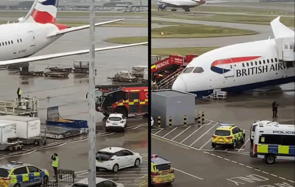 NESREĆA NA AERODROMU: Prednji deo aviona pao na zemlju! (VIDEO) 