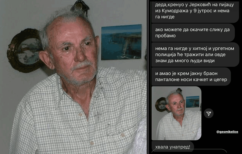 NESTAO MUŠKARAC (84): Dementan, krenuo iz Kumodraža na pijacu, nosio <span style='color:red;'><b>kačket</b></span> i ceger! (FOTO) 