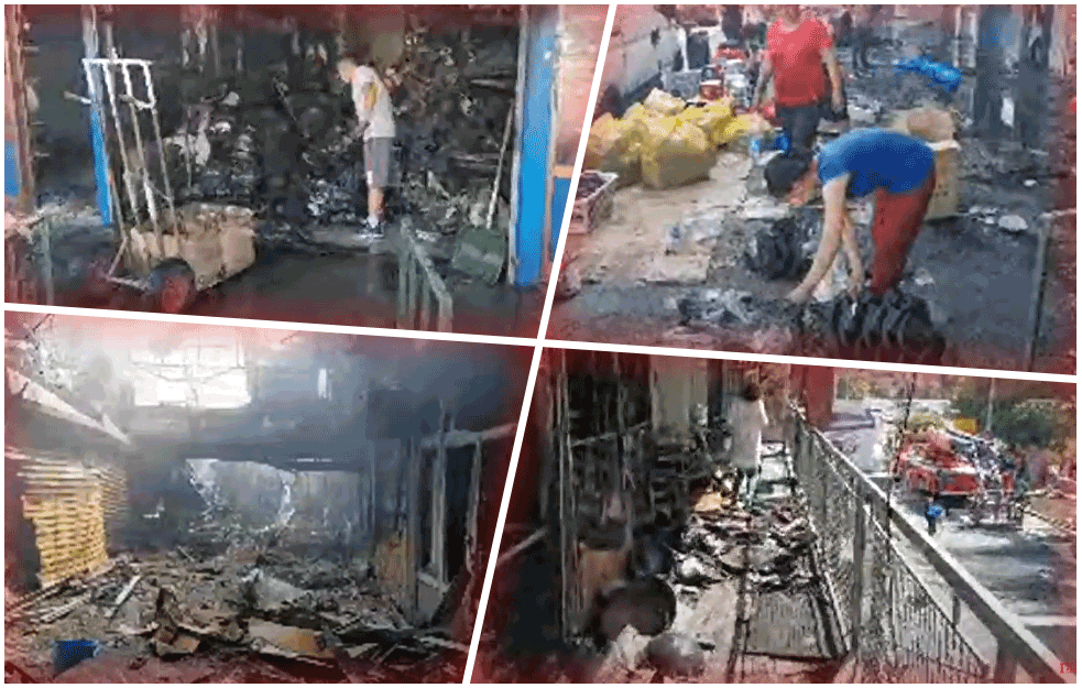 'GLAS' UŽIVO U GROTLU: NEVIĐENE SCENE U BLOKU 70! Tuga! Zgarište! Gornji nivo POTPUNO UNIŠTEN! Roba u pepelu! (VIDEO +FOTO) 
