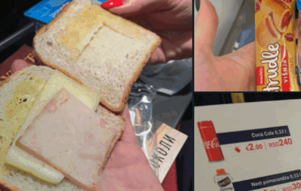 PUTNICA OBJAVILA FOTOGRAFIJU BEDNOG OBROKA U AIR SERBIA, za sokić se plaća MASNA CENA, kafa u kesici 240 DINARA! (FOTO) 