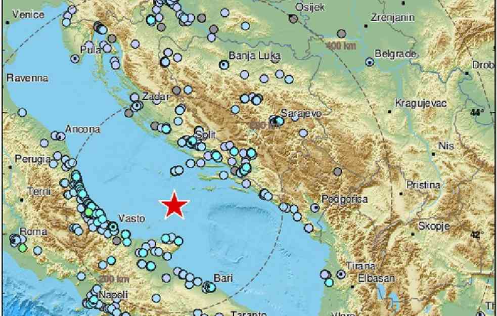 ZEMLJOTRES U JADRANSKOM MORU: Potres na dubini od 10 kilometara, čulo se kao grmljavina