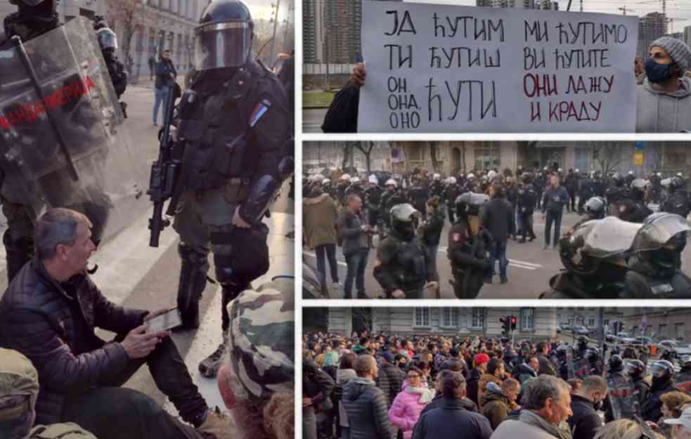 POLICIJA STALA ISPRED NARODA! ĆUTA: PROTEST USPEO, SRBIJA BLOKIRANA! (VIDEO+FOTO)