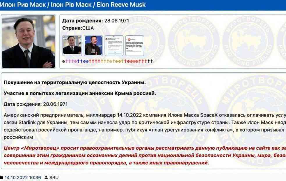 Ilon Mask na Ukrajinskoj listi za odstrel