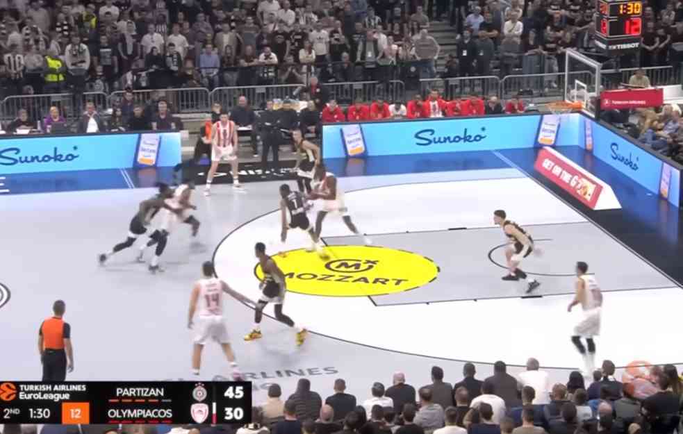 PARTIZAN DEMOLIRAO OLIMPIJAKOS U PAKLU ARENE: Širom otvorena vrata ka Tiop 8! (VIDEO)