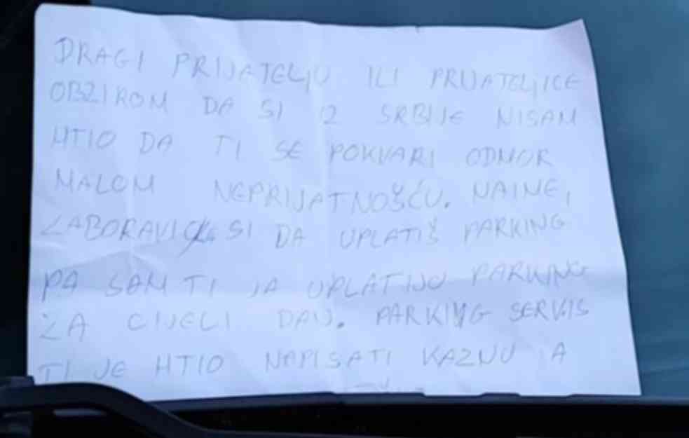 NIJE TEŠKO BITI ČOVEK, ALI STVARNO: Turiste iz Srbije u Zenici umesto kazne za parking, sačekala poruka (FOTO)
