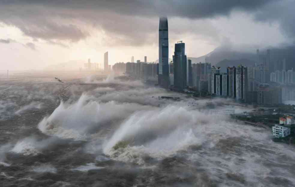 DRAMA U KINI: Tajfun Saola baca devojku po ulici, voda prodire u zgrade (VIDEO)
