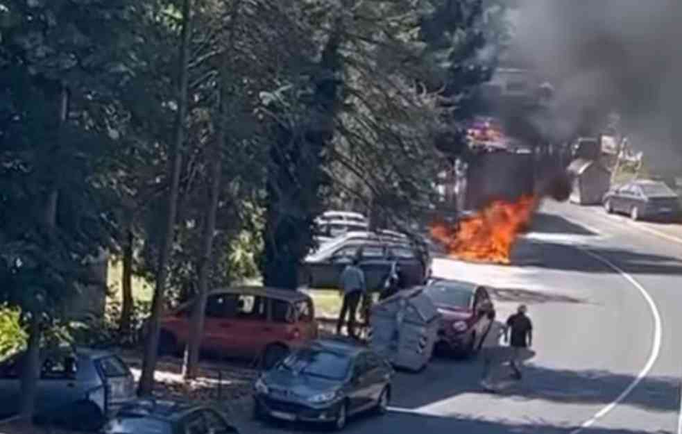 NA PETLOVOM BRDU IZGOREO AUTOMOBIL, vatrogasci munjevito reagovali (VIDEO)