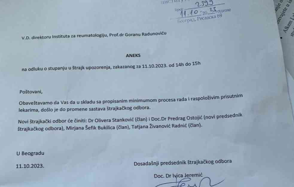 POČEO REVANŠIZAM NA INSTITUTU ZA REUMATOLOGIJU Vođa štrajkača avanzovao za direktora, a njegov ađutant ide na kongres u Milano!