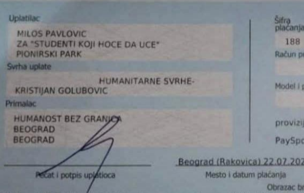 KRISTIJAN GOLUBOVIĆ NA METI NI KRIV NI DUŽAN: Ćaci njegovom imenjaku dao 4.450 evra za lečenje!